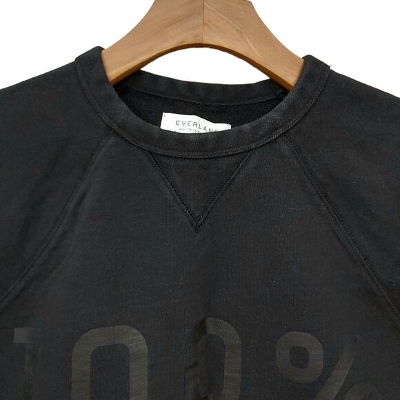 Everlane Sweatshirt Womens Medium Black 100% Human Pullover Crew Neck Cotton - Picture 9 of 12